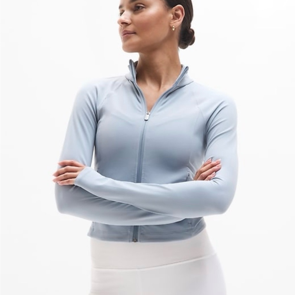 NWT Athleta Salutation Crop Jacket Size Large Blue Star